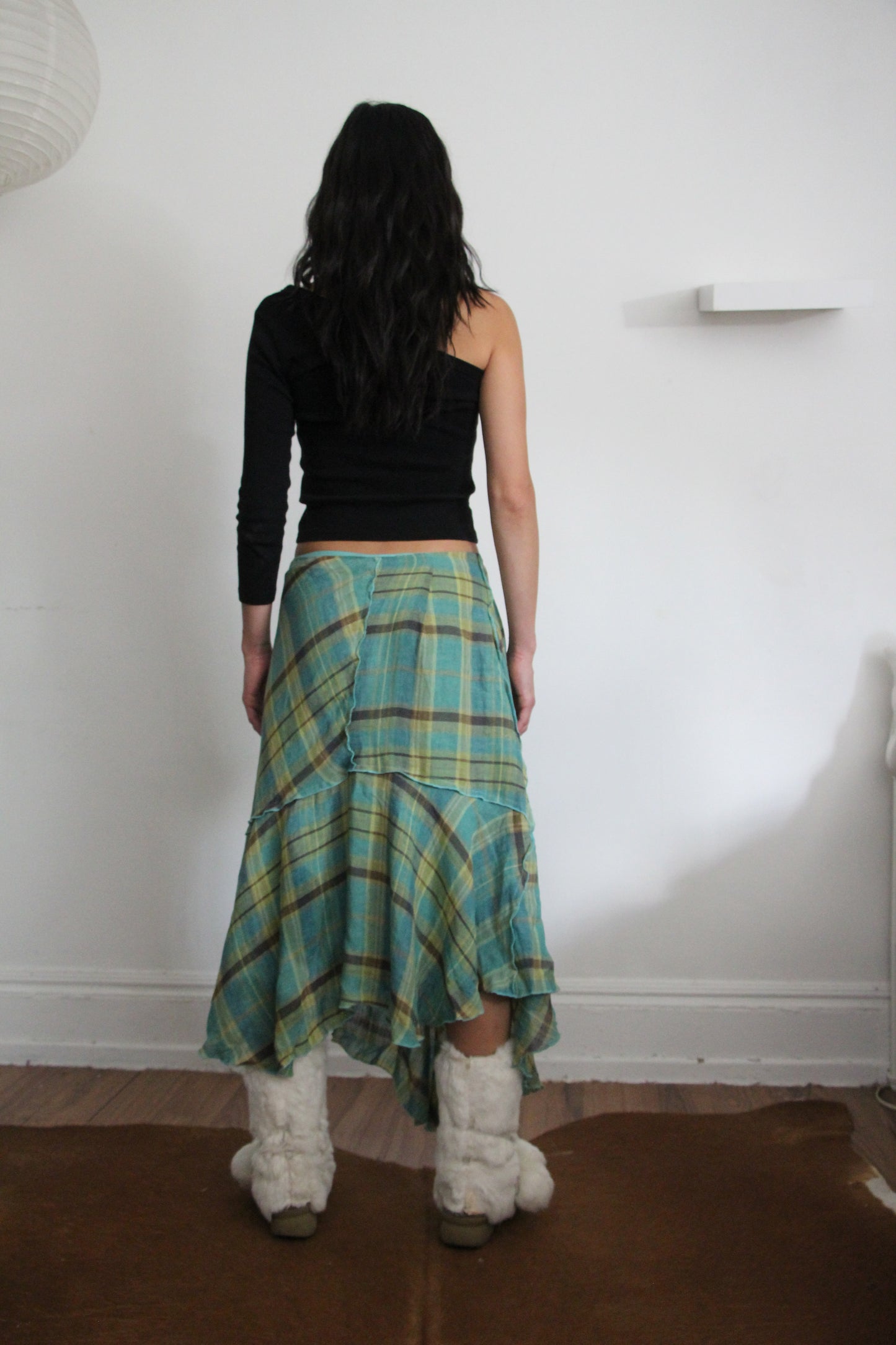 Asymmetrical Patchwork Plaid Skirt