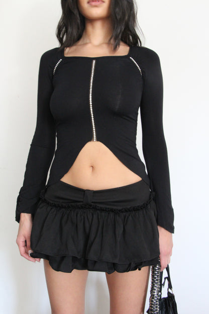 90's Rhinestone Cutout Longsleeve