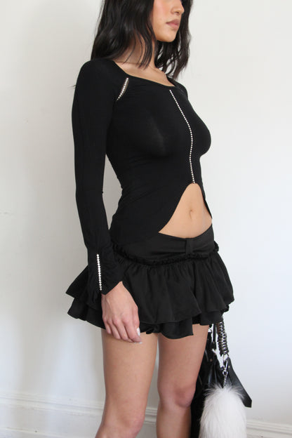 90's Rhinestone Cutout Longsleeve