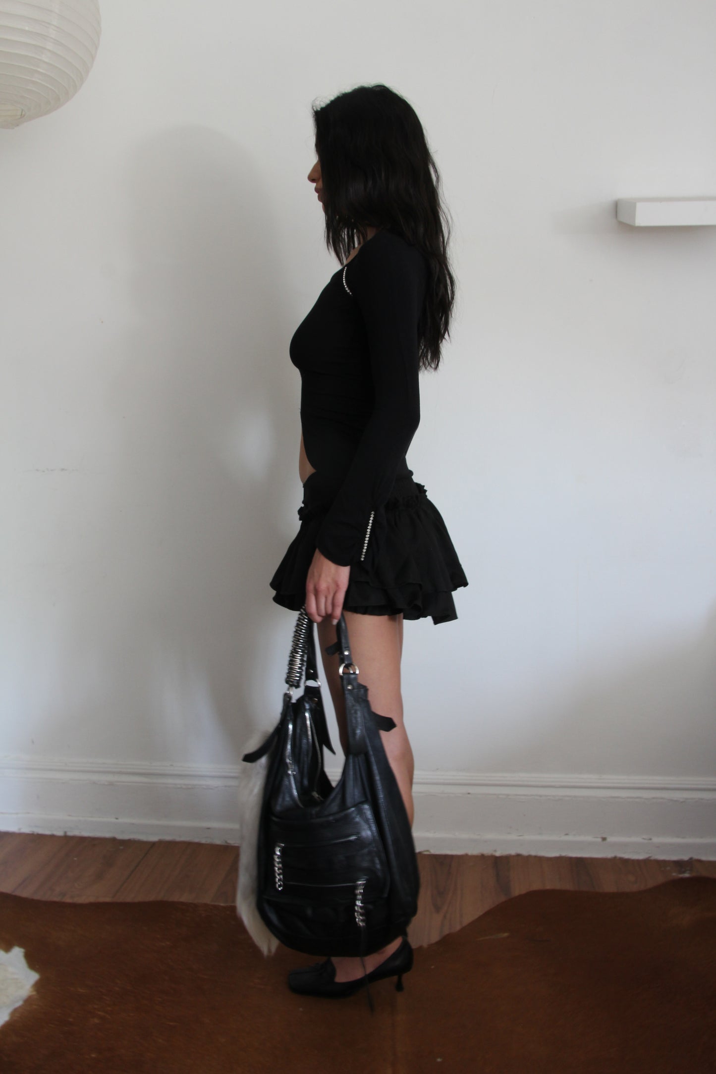 90's Rhinestone Cutout Longsleeve