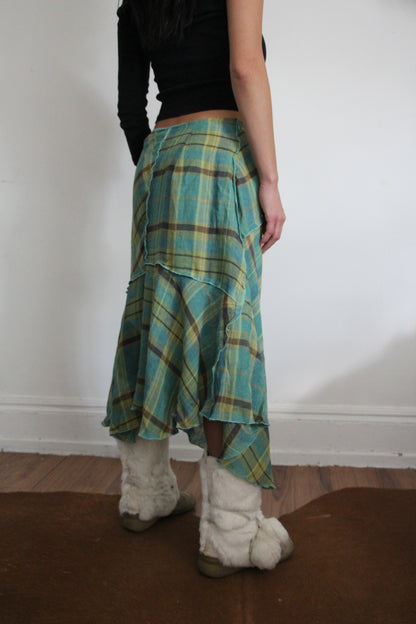 Asymmetrical Patchwork Plaid Skirt